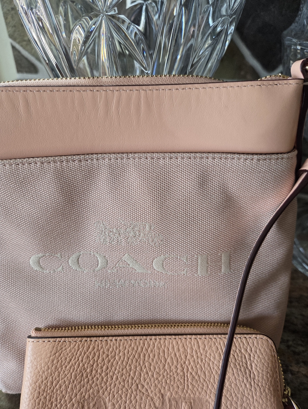 Coach Peach-Pink Two-Piece Crossbody Bag And Wristlet Set - Picture 3 of 12